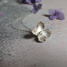 Hydrangea Silver Flower Necklace