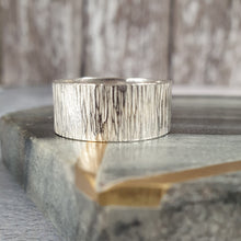 Silver bark texture ring