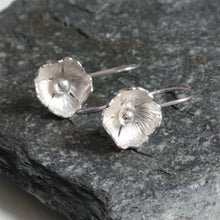 Handmade Flower Silver Drop Earrings