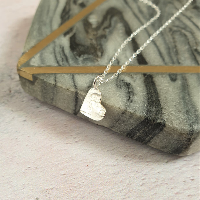 Hammered Heart Silver Necklace